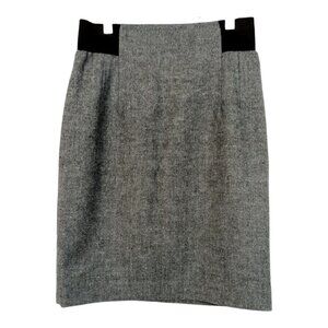 Halogen Women's Gray Wool Blend Tweed Pencil Knee Length Lined Skirt Size 0 Zip